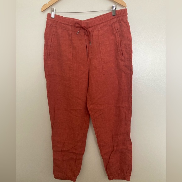 Athleta Retreat Linen Jogger Persimmon Orange size 12 - Picture 3 of 8
